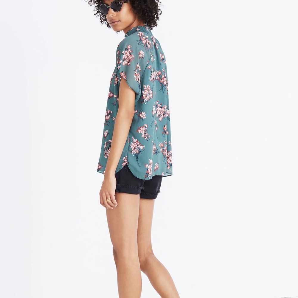 Madewell Green Mockneck Butterfly Garden Blouse - Picture 3 of 12